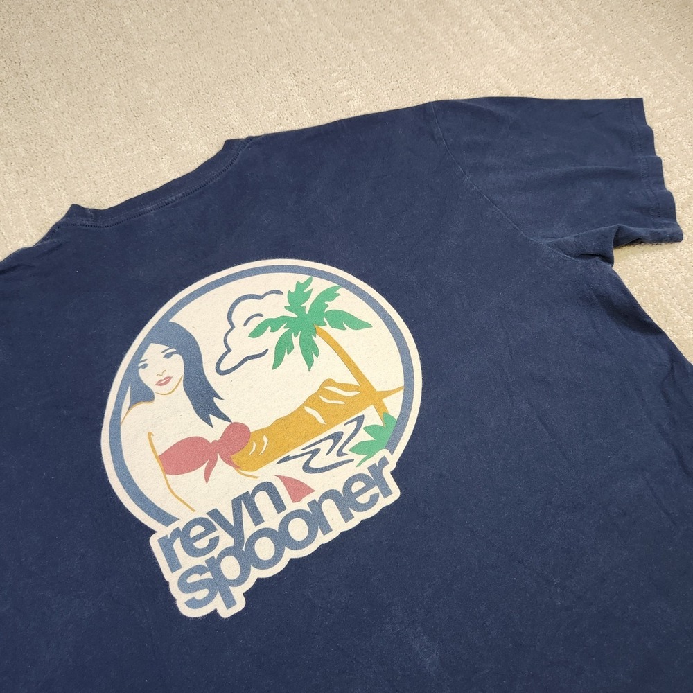 Reyn Spooner Shirt Men XL Wahine Tee Status Oceanic Blue Beach Cotton Hawaiian